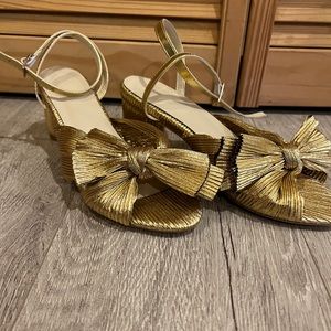 Gold bow heels size 8